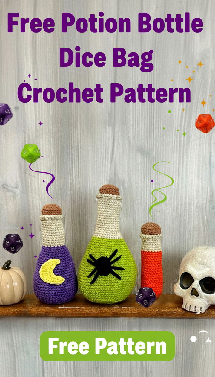 Level Up Your Tabletop Game with This Free Potion Bottle Dice Bag Pattern