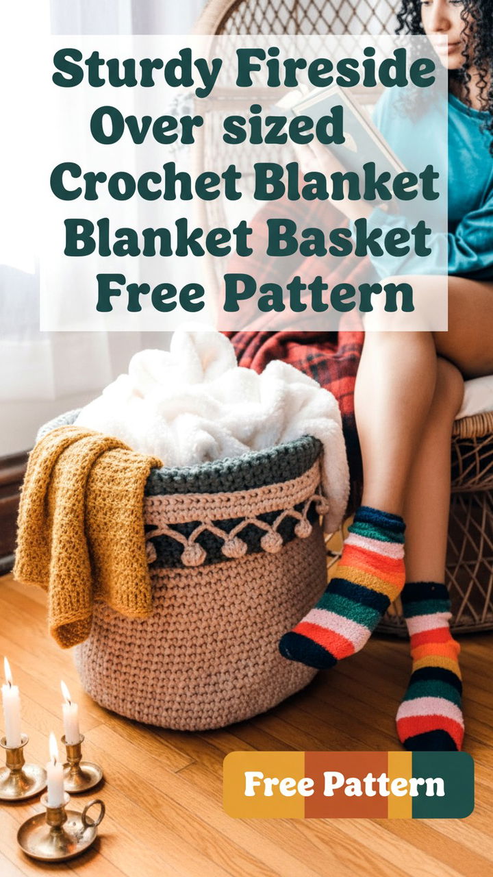 Sturdy Fireside Crochet Blanket Basket Free Pattern
