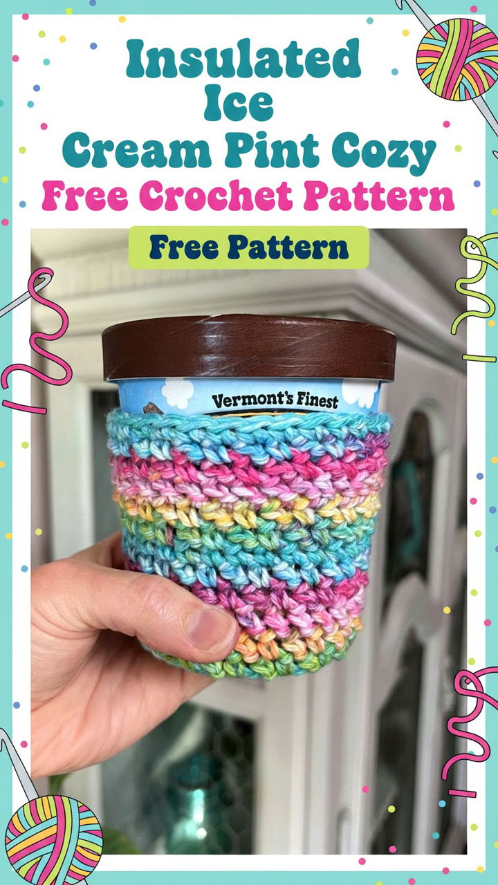 Insulated Ice Cream Pint Cozy Free Crochet Pattern