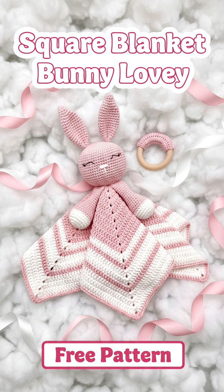 Charming Square Blanket Bunny Lovey Free Crochet Pattern