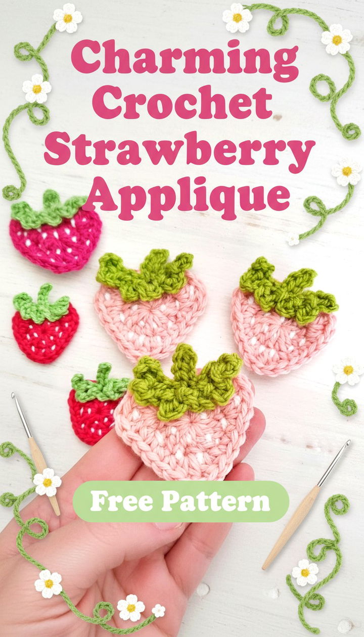 Creating a Charming Crochet Strawberry Applique