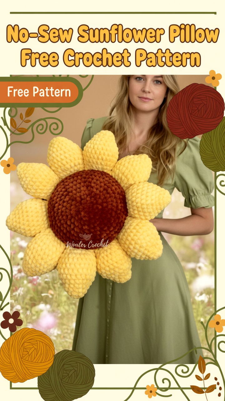 Creating the No Sew Sunflower Pillow Free Crochet Pattern