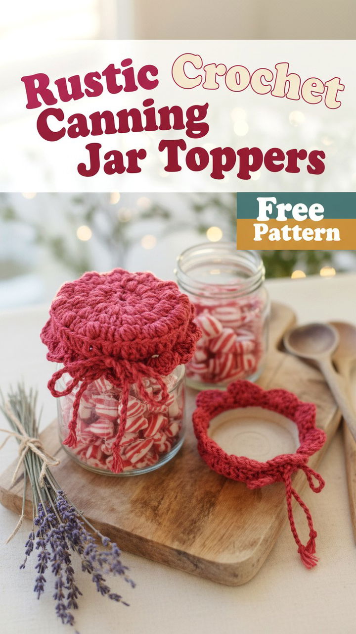 Rustic Crochet Canning Jar Toppers