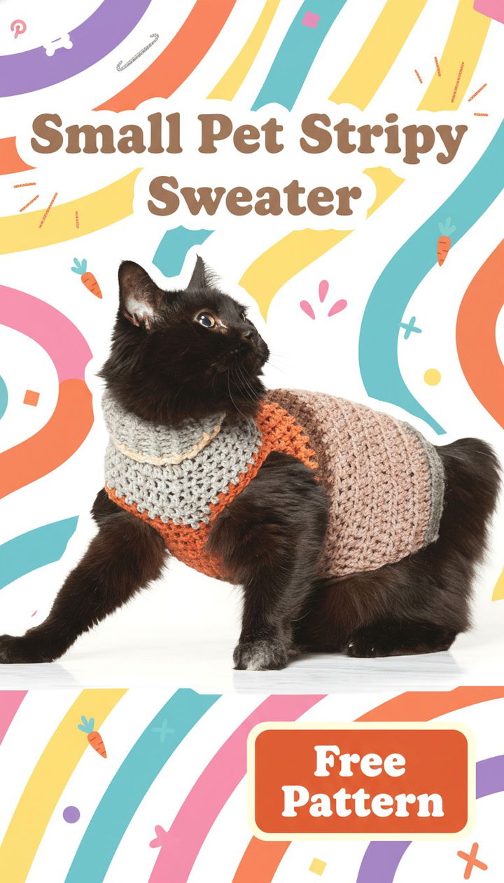 Vibrant Striped Small Pet Sweater Free Crochet Pattern