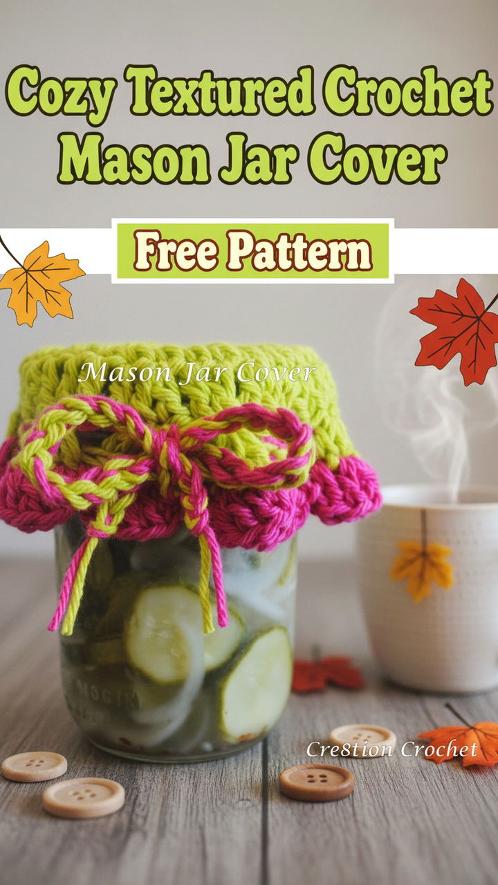 Cozy Textured Crochet Mason Jar Cover