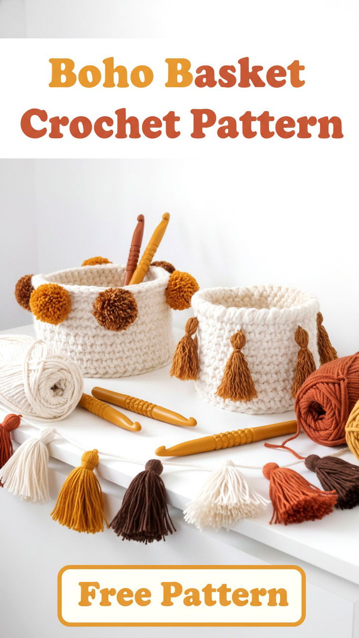 Create Your Own Stylish Boho Crochet Basket with This Free Pattern