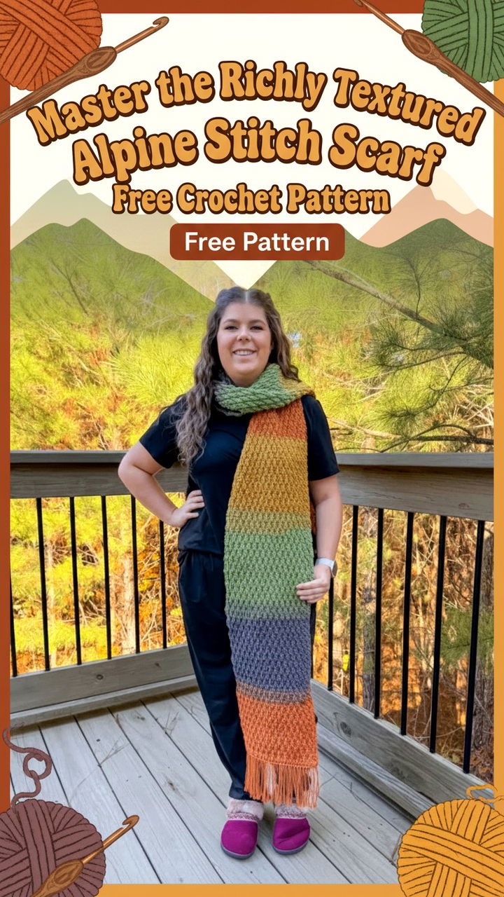 Master the Richly Textured Alpine Stitch Scarf Crochet Pattern