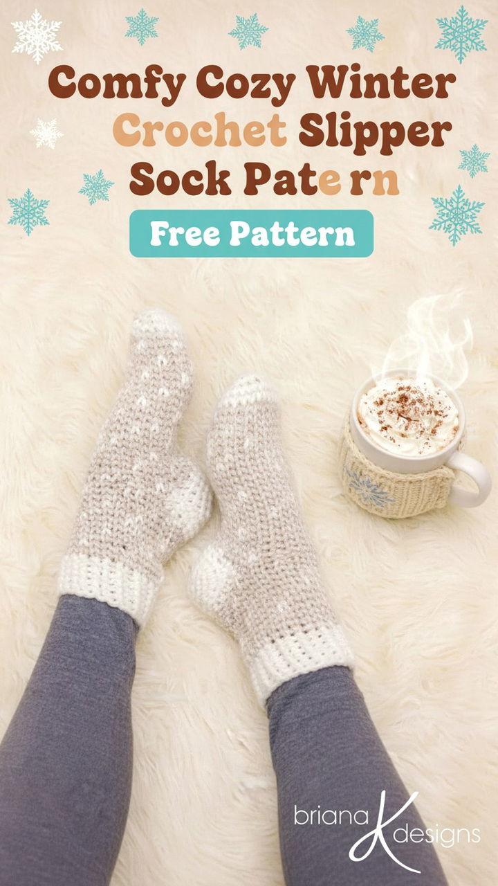 Comfy Cozy Winter Crochet Slipper Sock Pattern