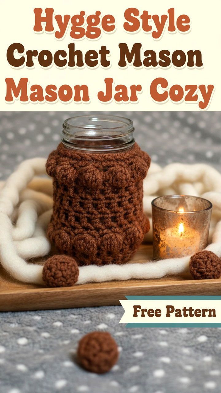 Hygge Style Crochet Mason Jar Cozy