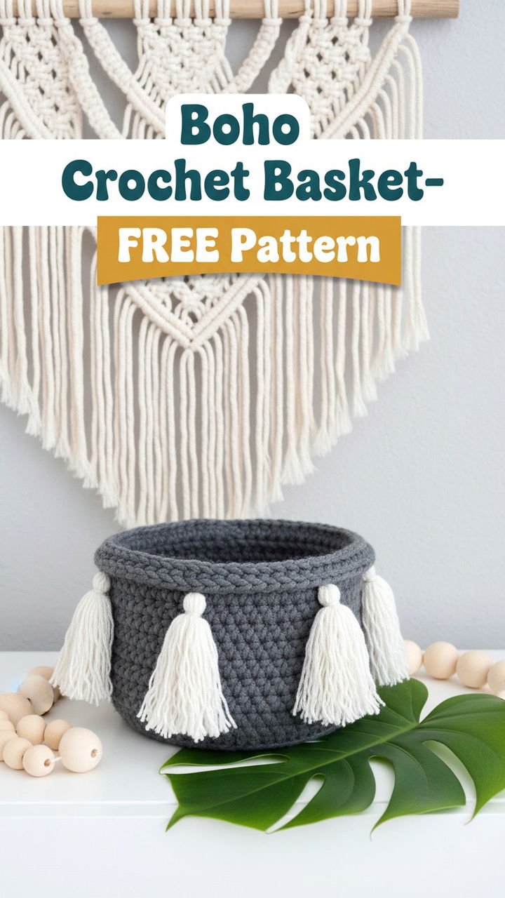 Master the Boho Crochet Basket with This Free Step by Step Pattern