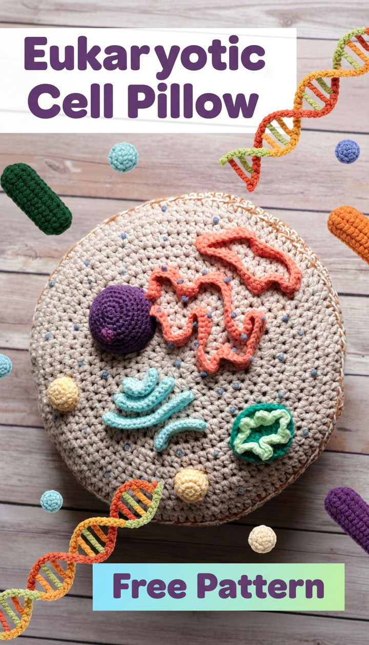 Master the Eukaryotic Cell Crochet Pillow Biology Meets Fiber Art