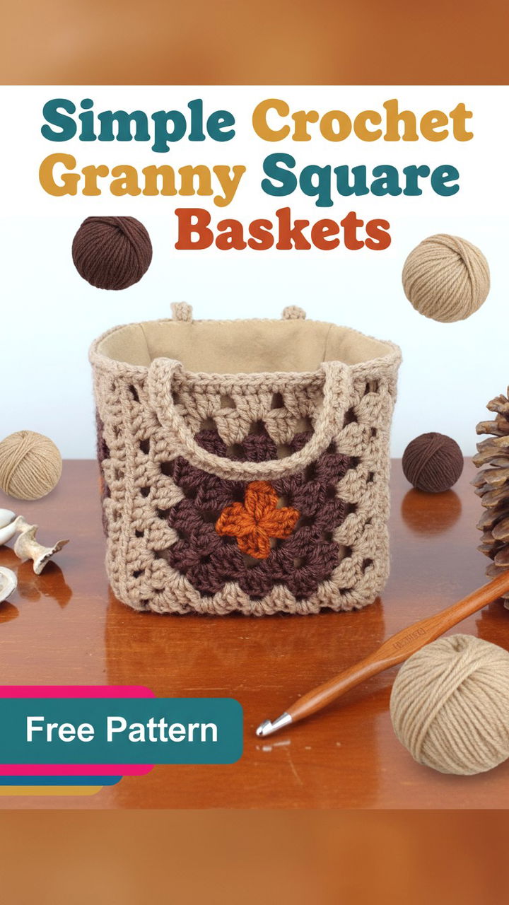 Transform Your Home with Simple Crochet Granny Square Baskets