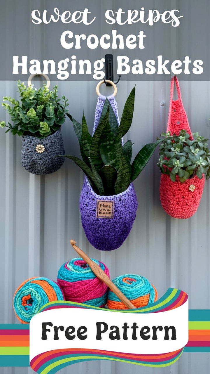 Modern Organization with Sweet Stripes Hanging Baskets