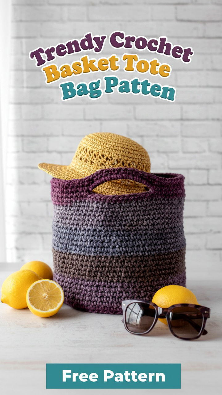 Trendy Crochet Basket Tote Bag Pattern