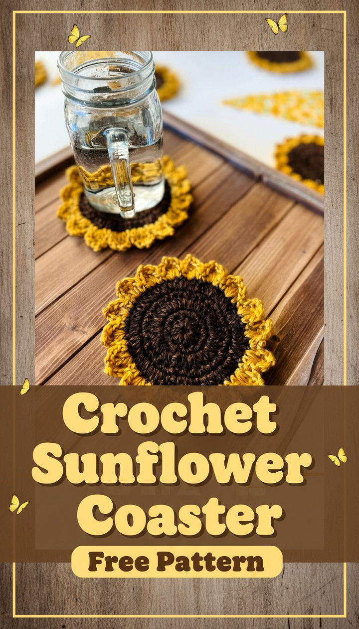 Brighten Your Home with the Crochet Sunflower Coaster Free Pattern