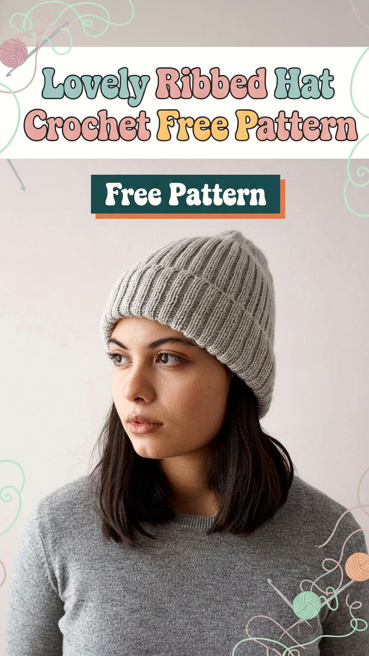 Lovely Ribbed Hat Crochet Free Pattern