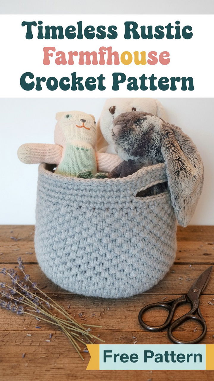 Timeless Rustic Farmhouse Crochet Basket Pattern