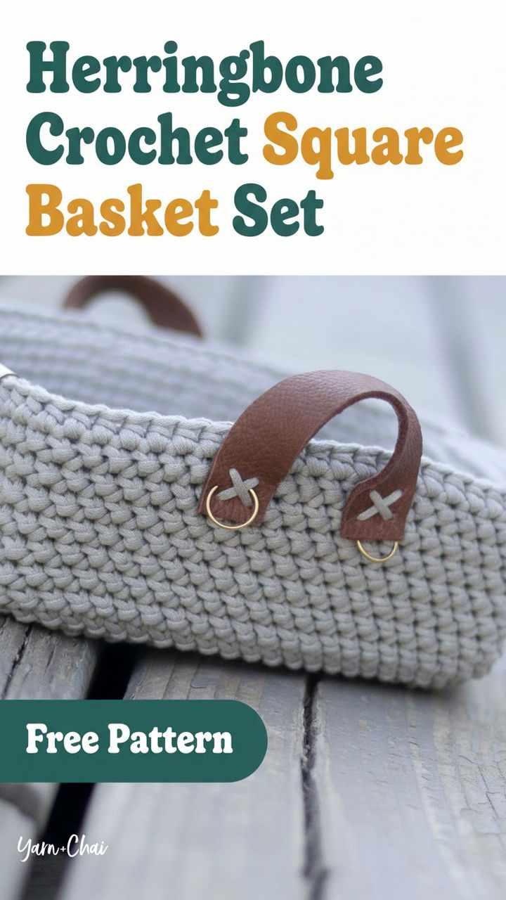 Ultimate Guide to Crafting a Herringbone Crochet Square Basket Set