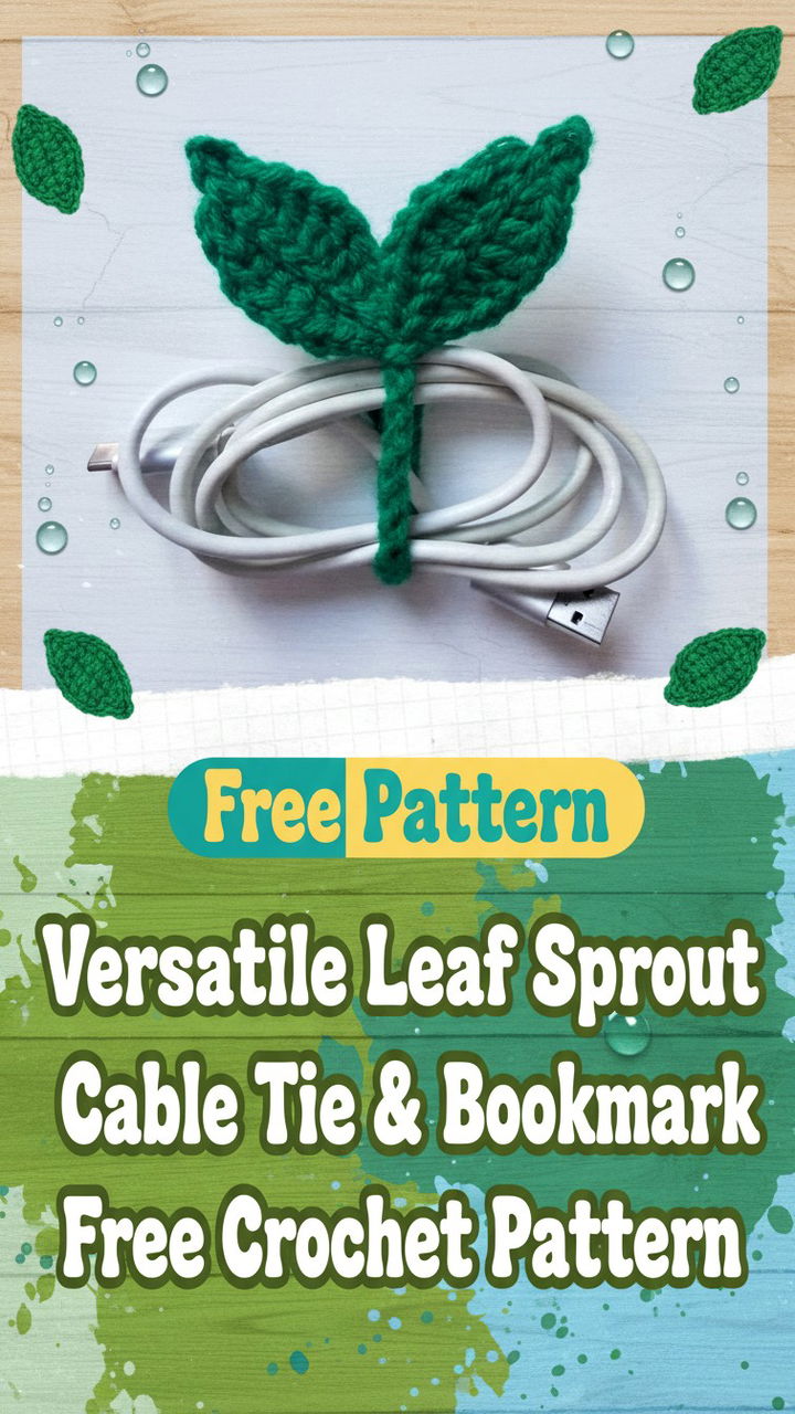Versatile Leaf Sprout Cable Tie & Bookmark Free Crochet Pattern