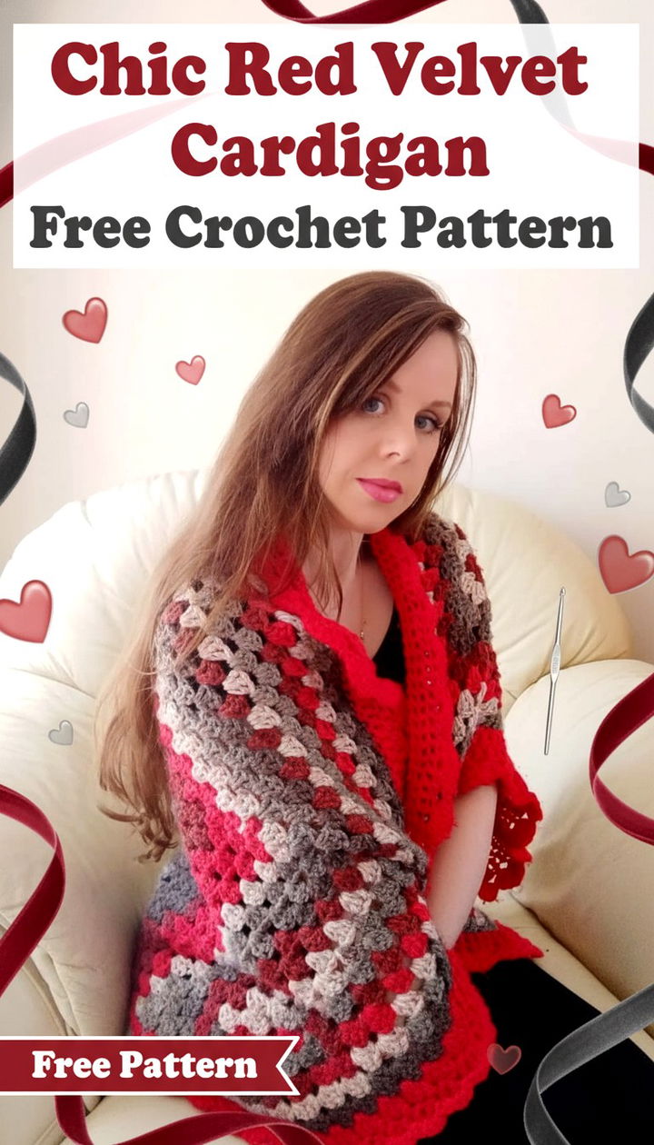 Chic Red Velvet Cardigan Free Crochet Pattern