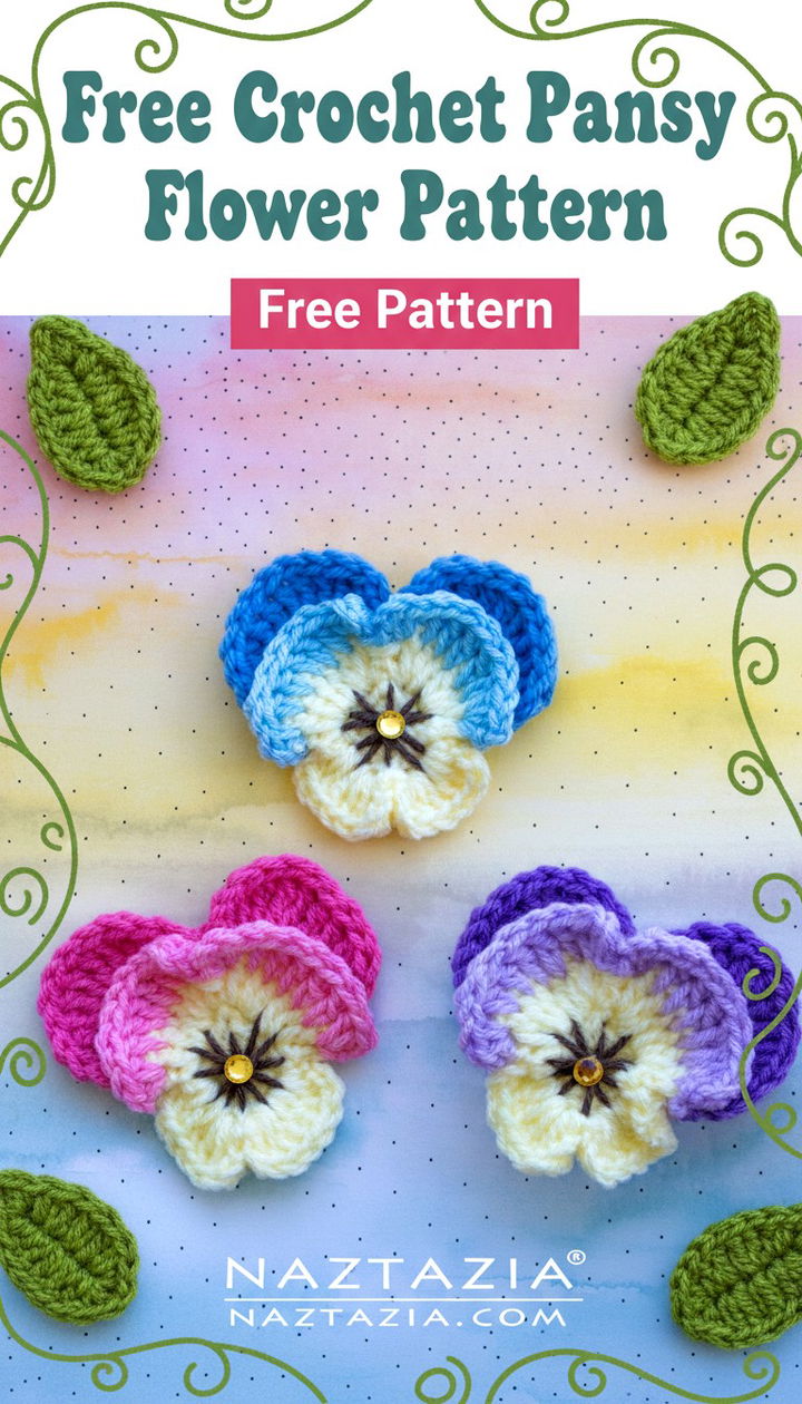 Free Crochet Pansy Flower Pattern