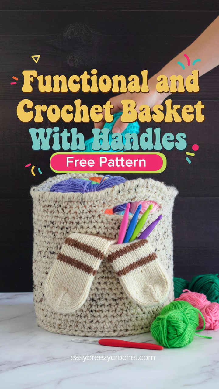 Functional and Decorative Crochet Basket With Handles