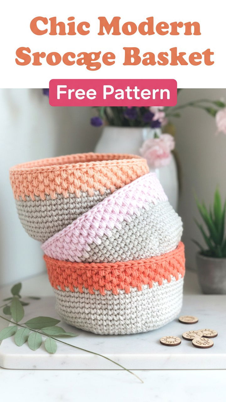 Chic Modern Crochet Storage Basket Free Pattern