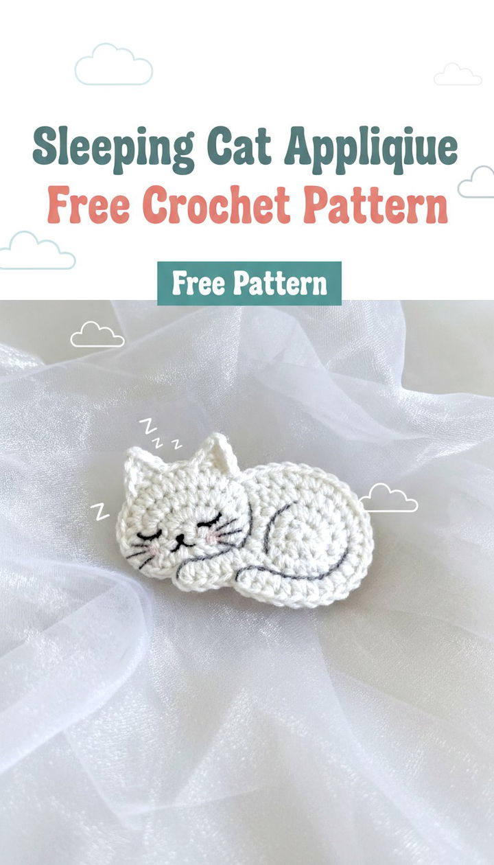 Master the Sleeping Cat Applique Free Crochet Pattern