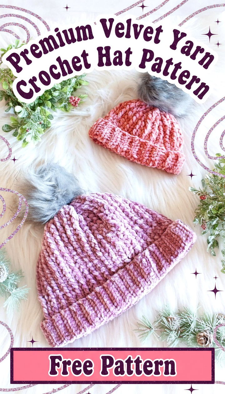 Premium Velvet Yarn Crochet Hat Pattern
