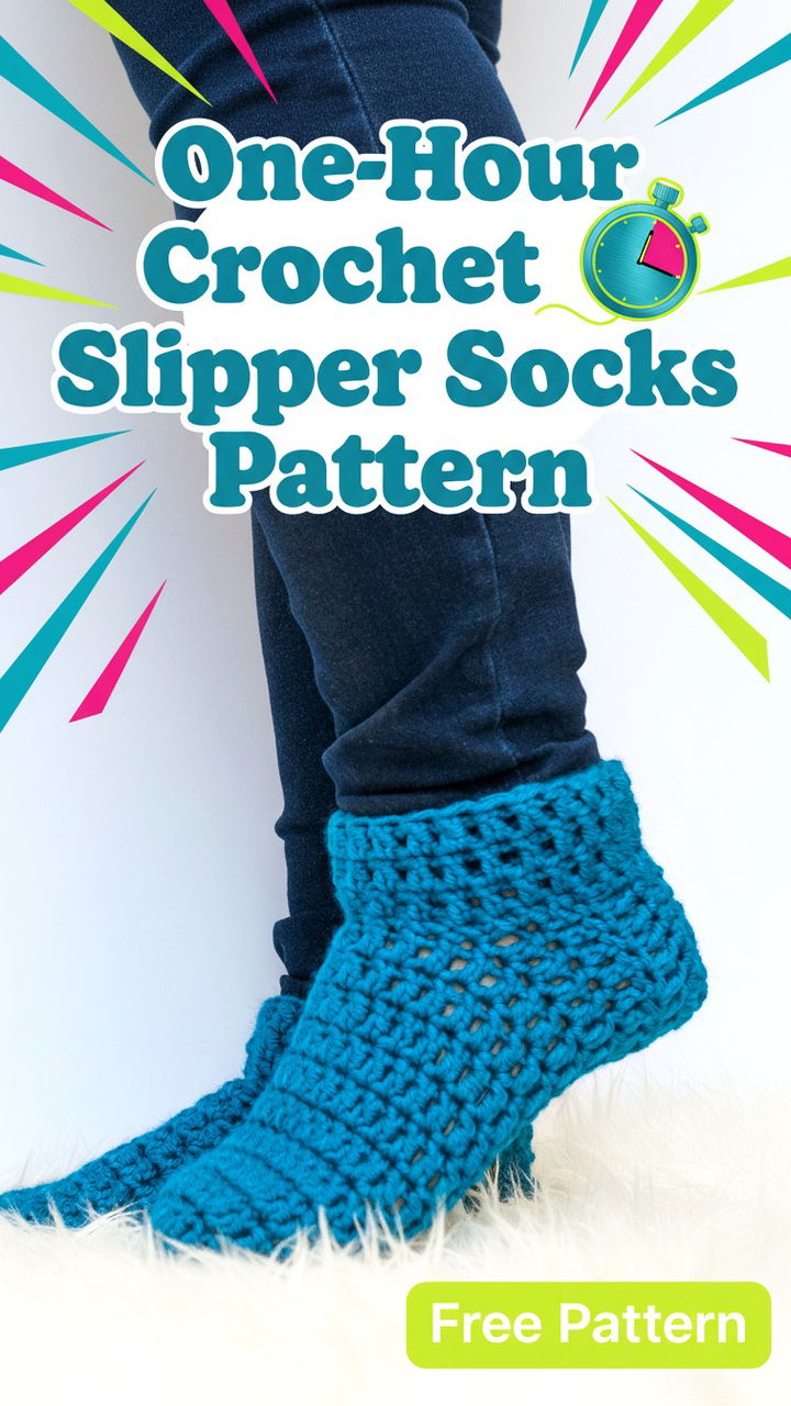 Rapid One Hour Crochet Slipper Socks Pattern