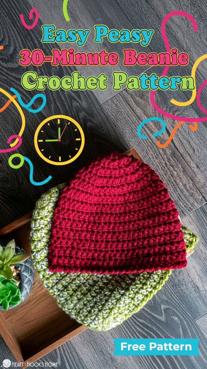 Easy Peasy 30 Minute Beanie Crochet Pattern