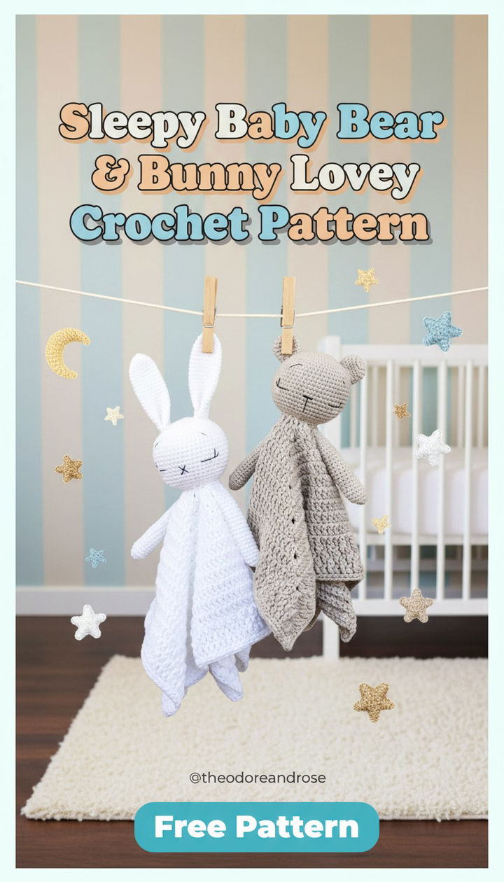 Enchanting Sleepy Baby Bear & Bunny Lovey Blankets Free Pattern