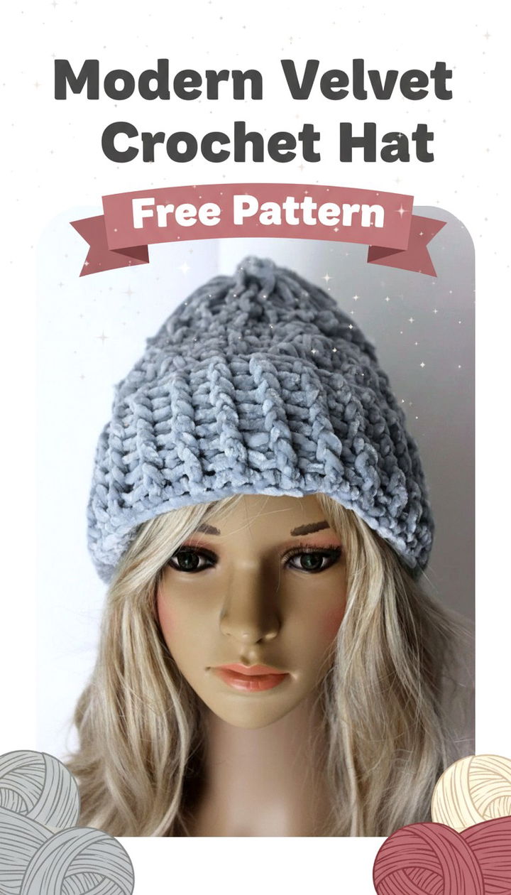 Modern Velvet Crochet Hat Free Pattern