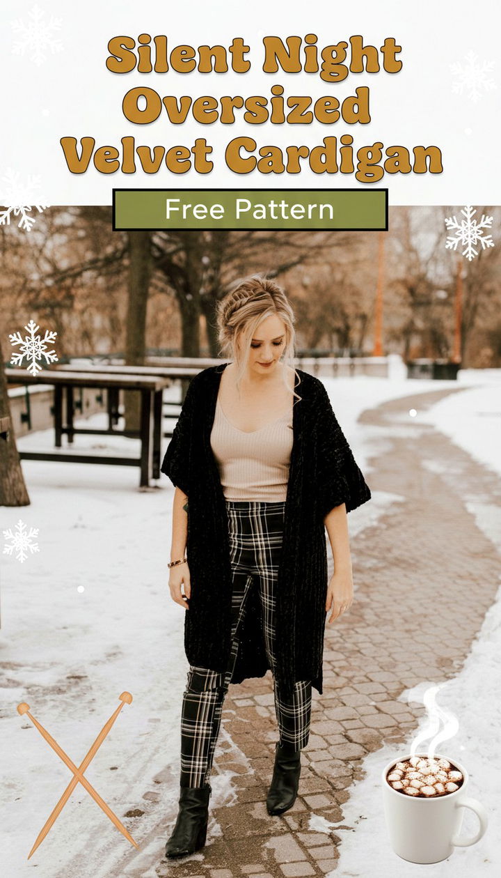 Silent Night Oversized Velvet Cardigan Free Crochet Pattern