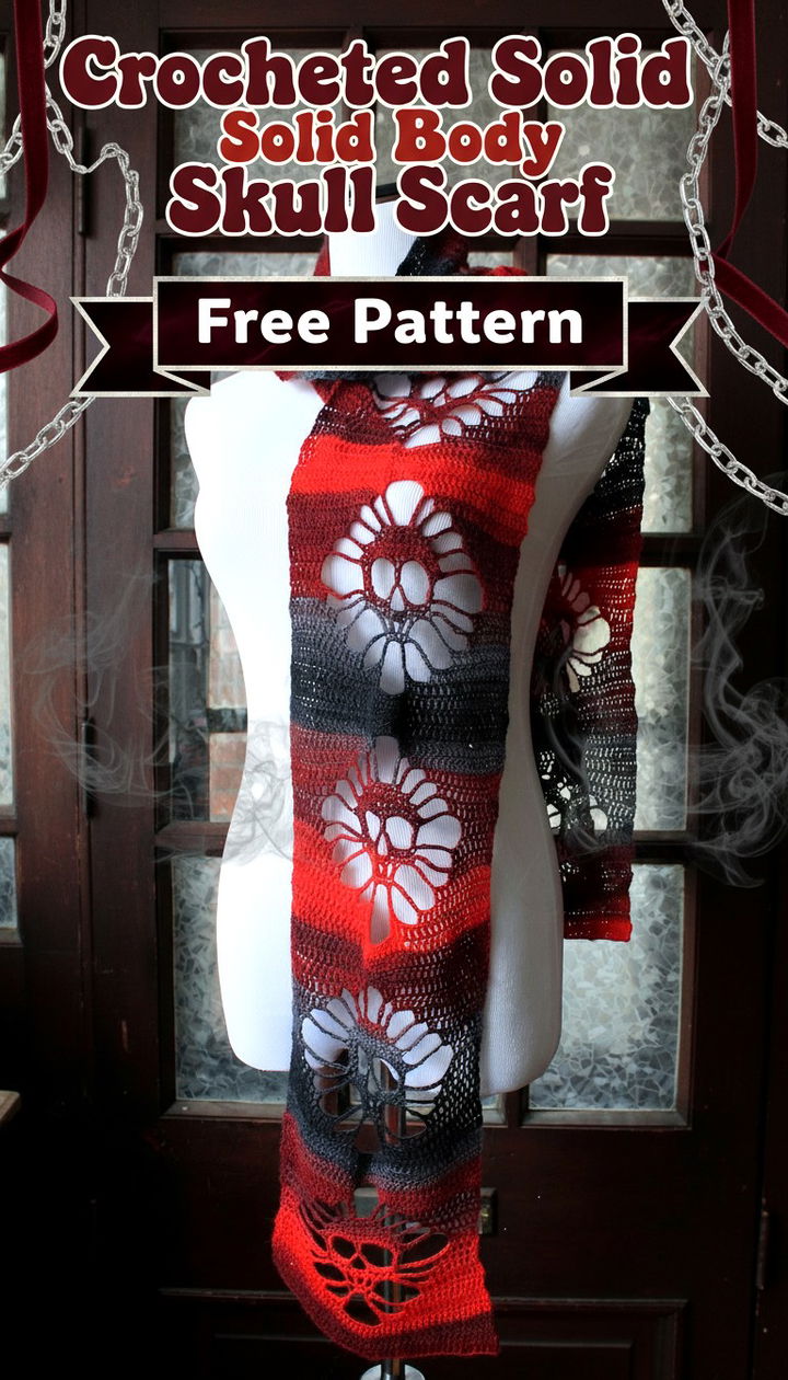 Edgy and Warm Crocheted Solid Body Skull Scarf Pattern