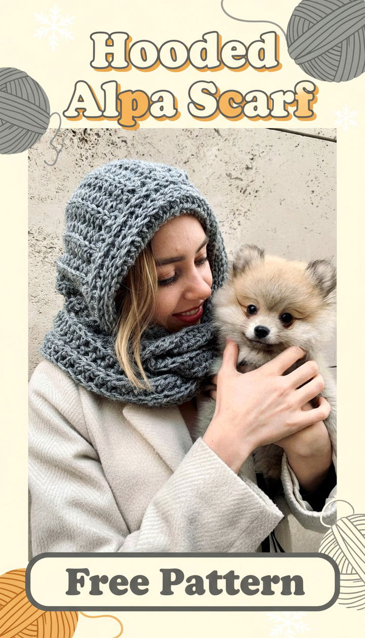 Hooded Alpa Scarf Free Crochet Pattern for Cozy Winter Style