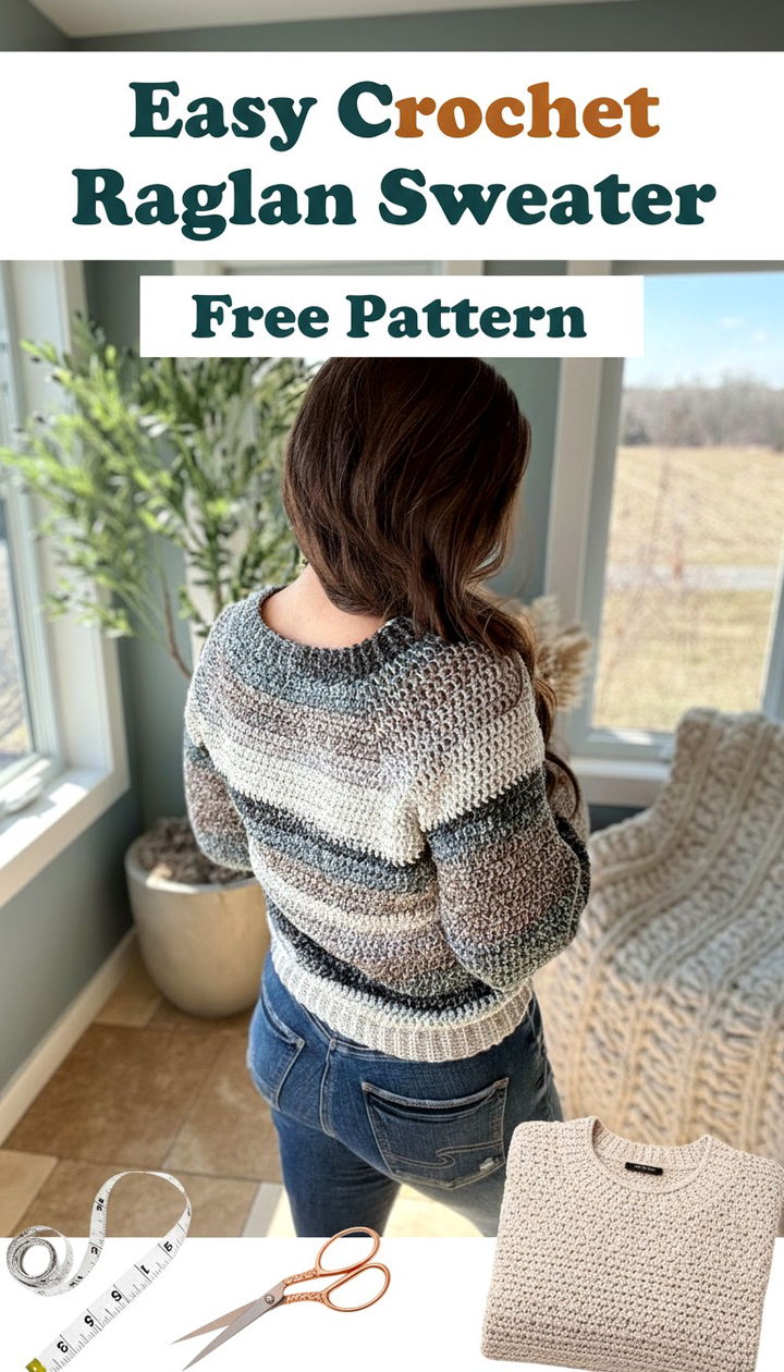 Master Your Wardrobe with This Easy Crochet Raglan Sweater Free Pattern