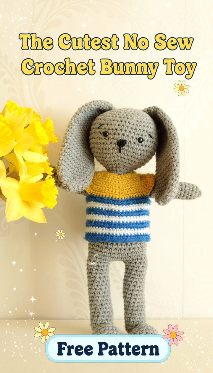Quick and Adorable No Sew Crochet Bunny Toy Free Pattern