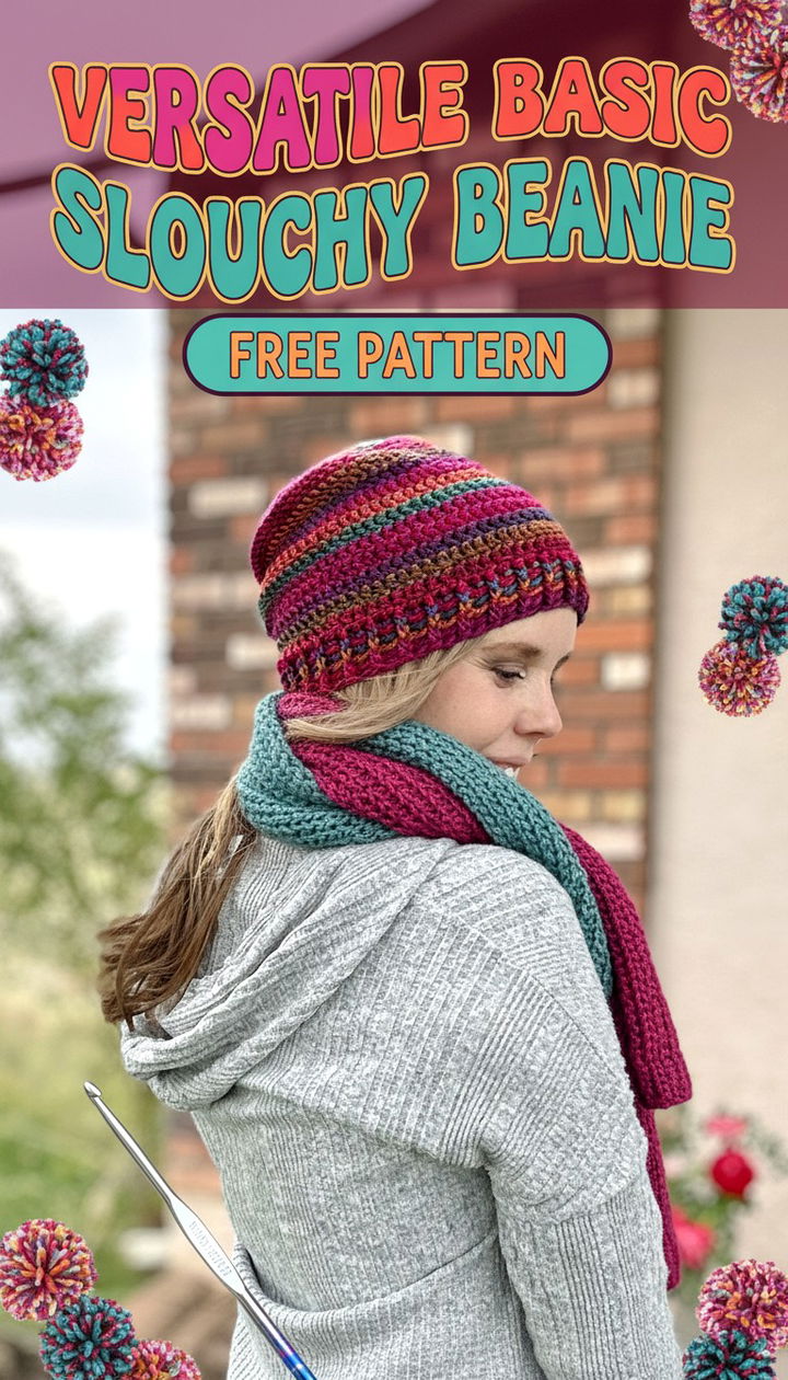 Versatile Basic Slouchy Beanie Free Crochet Pattern