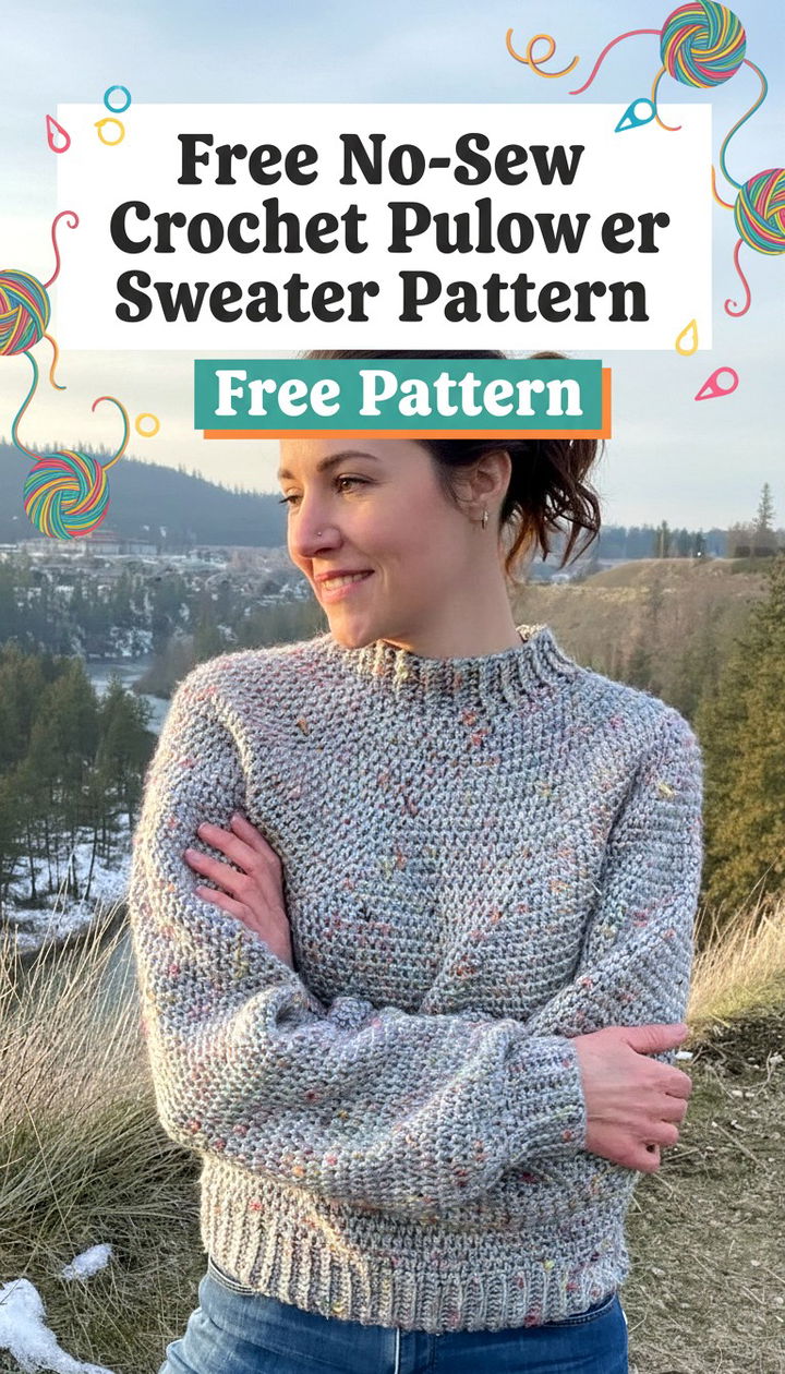 Effortless Style Free No Sew Crochet Pullover Sweater Pattern