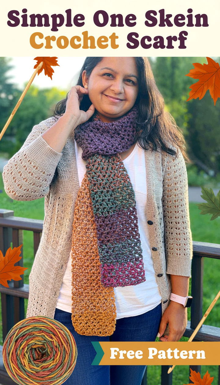 Rapid Simple One Skein Crochet Scarf Free Pattern