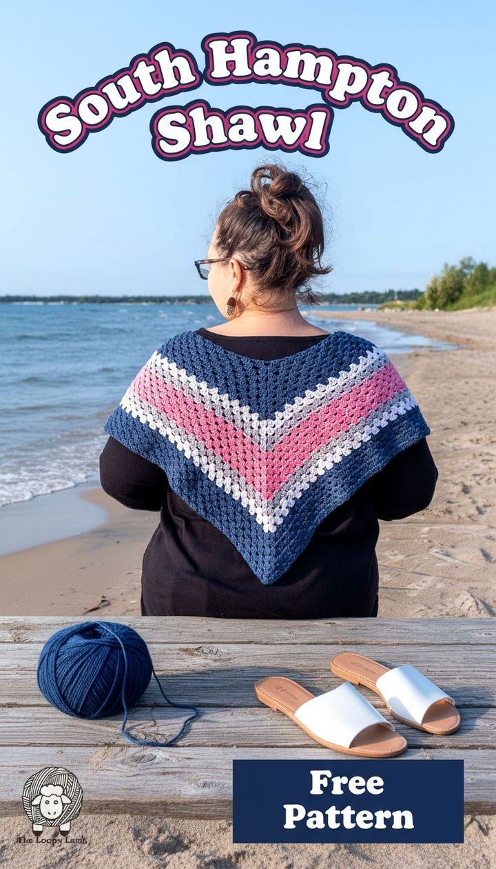 Coastal Comfort South Hampton Shawl Easy Free Crochet Pattern