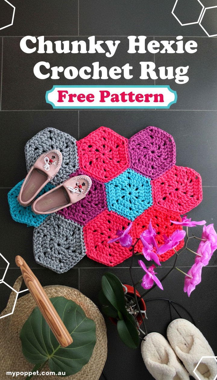 Modern Chunky Hexie Crochet Rug Pattern Tutorial