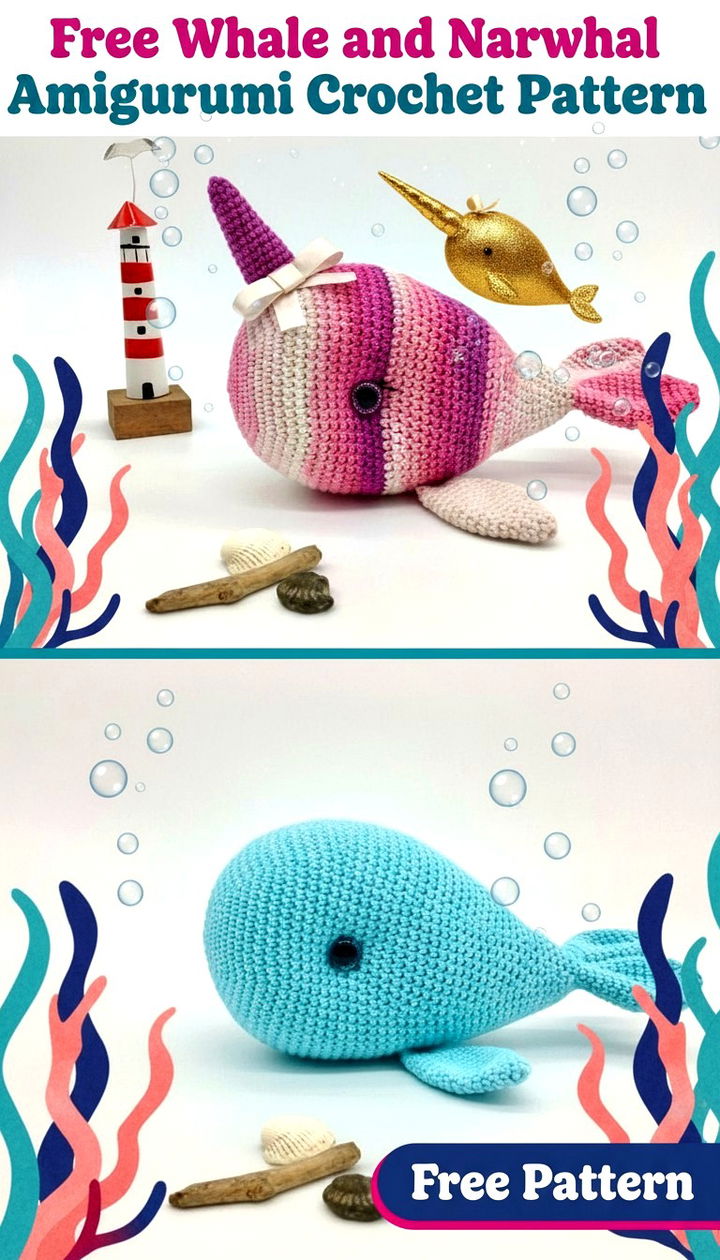 Versatile Whale and Narwhal Free Amigurumi Crochet Pattern