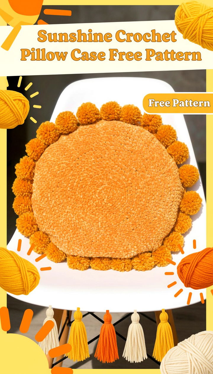 Radiant Sunshine Crochet Pillow Case Free Pattern