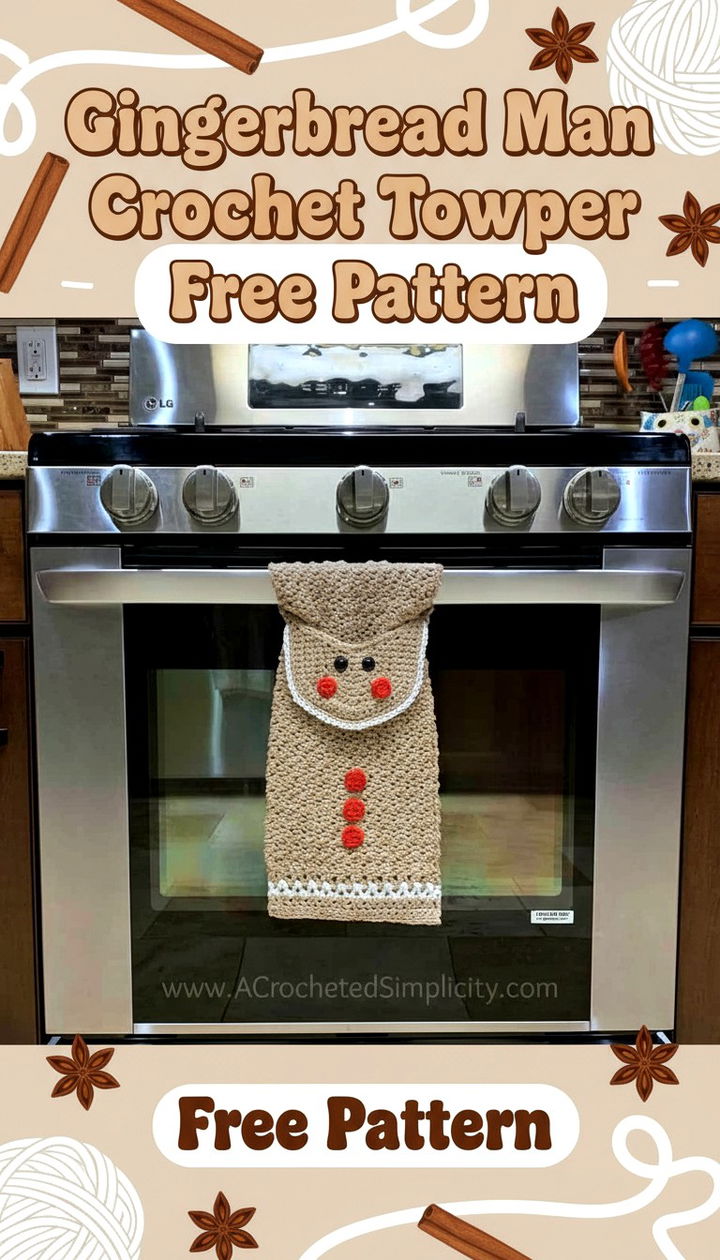 Add Festive Charm with a Gingerbread Man Crochet Towel Topper