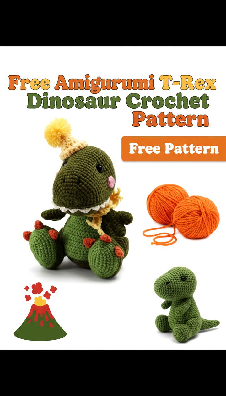 Create a Mighty Companion with This Free Amigurumi T Rex Dinosaur Crochet Pattern