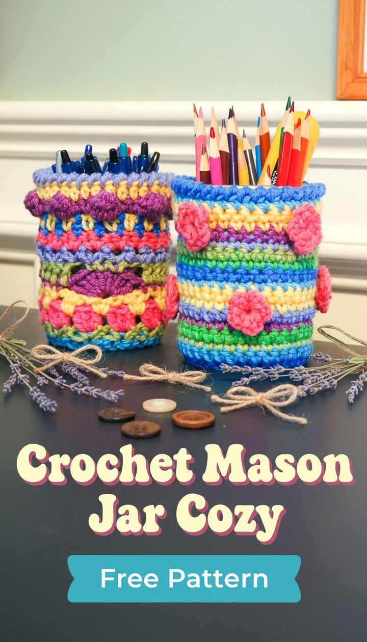 Elevate Your Home Decor with This Crochet Mason Jar Cozy Pattern