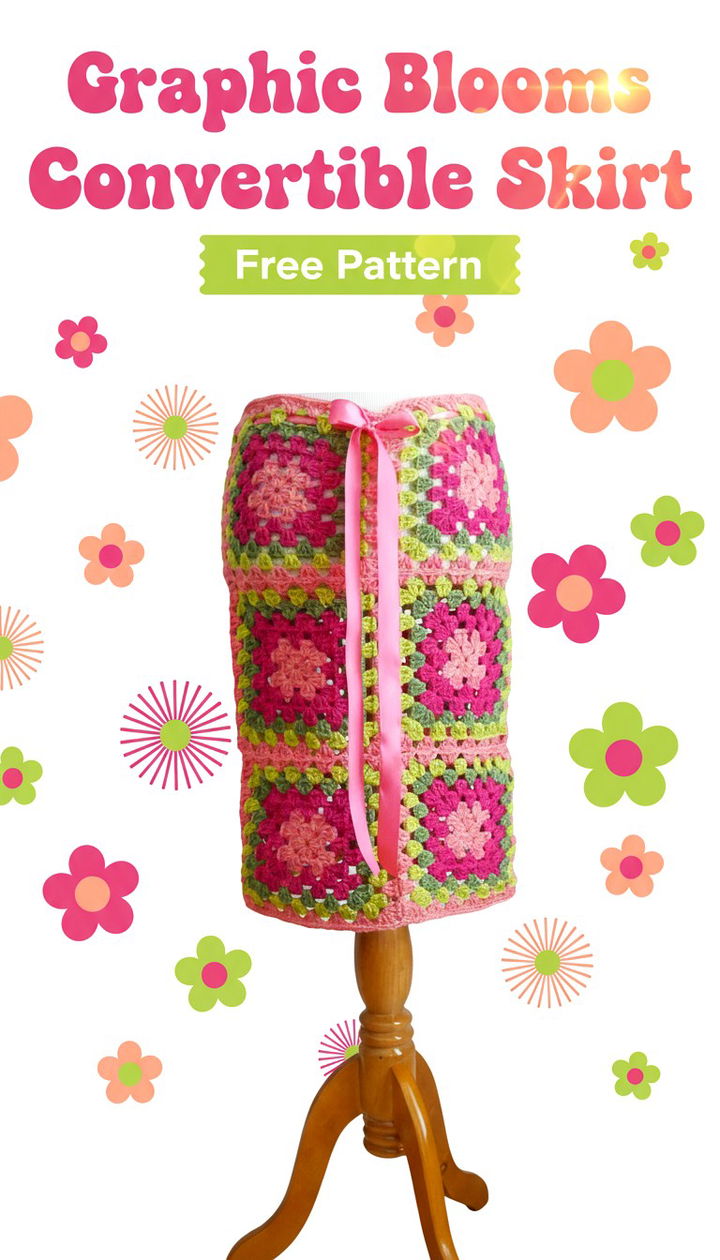 Graphic Blooms Convertible Skirt Free Crochet Pattern