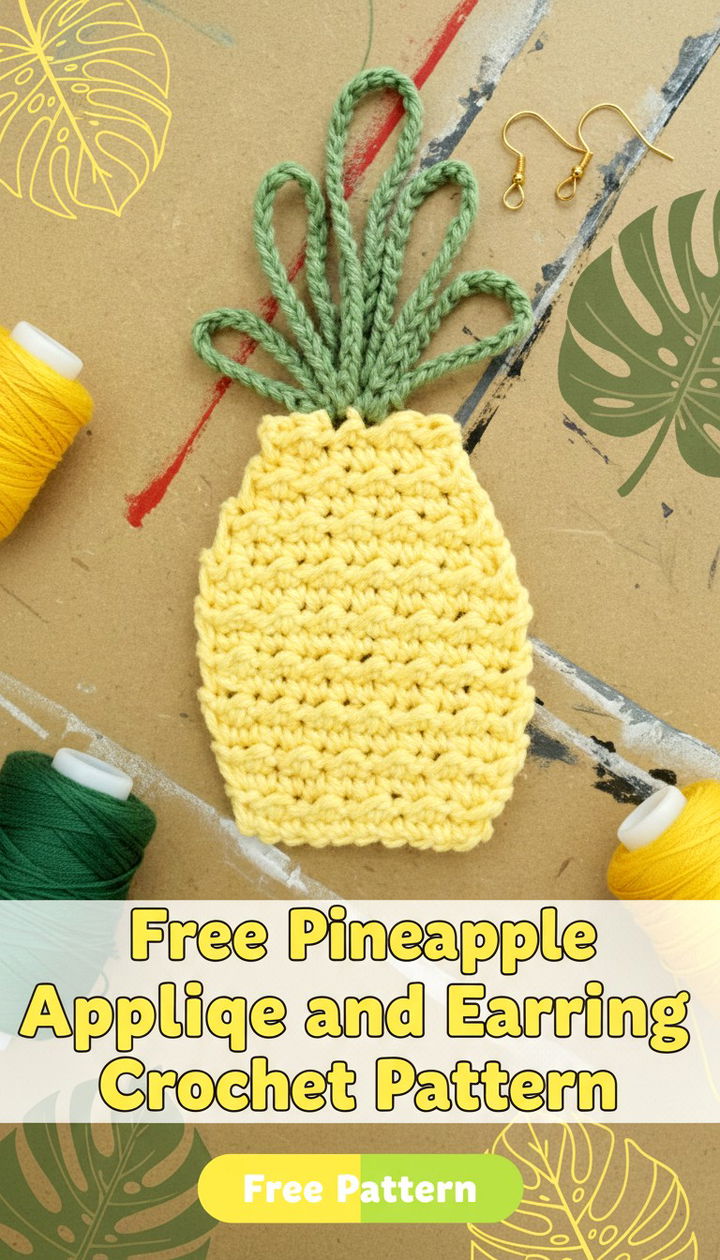 Quick Free Pineapple Applique and Earring Crochet Pattern Combo